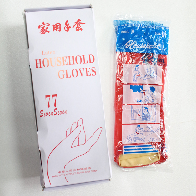 77 brand rubber labor gloves red